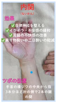 ストレス緩和・リラックスに「内関（ないかん）」